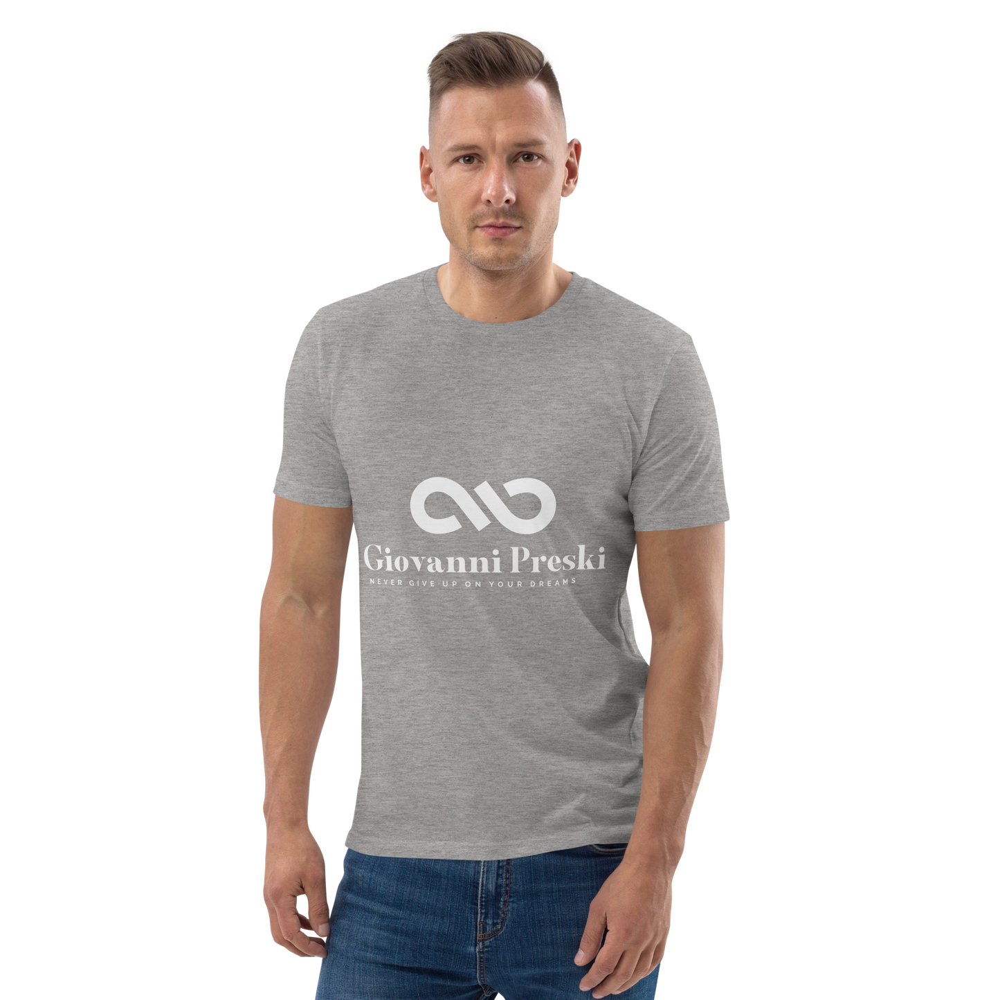 Tee-shirt classique gris logo blanc en coton biologique