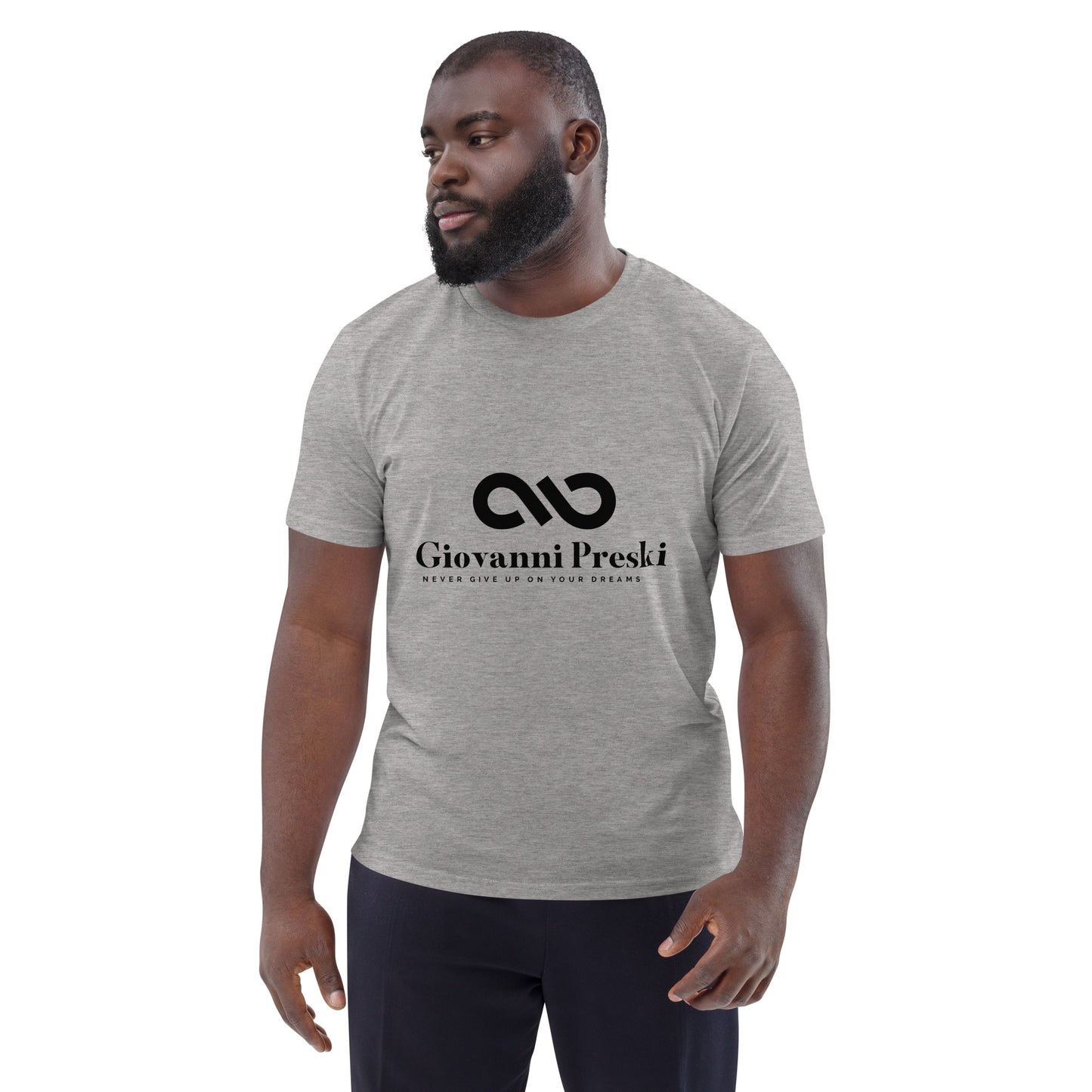 Tee-shirt classique gris logo noir en coton biologique