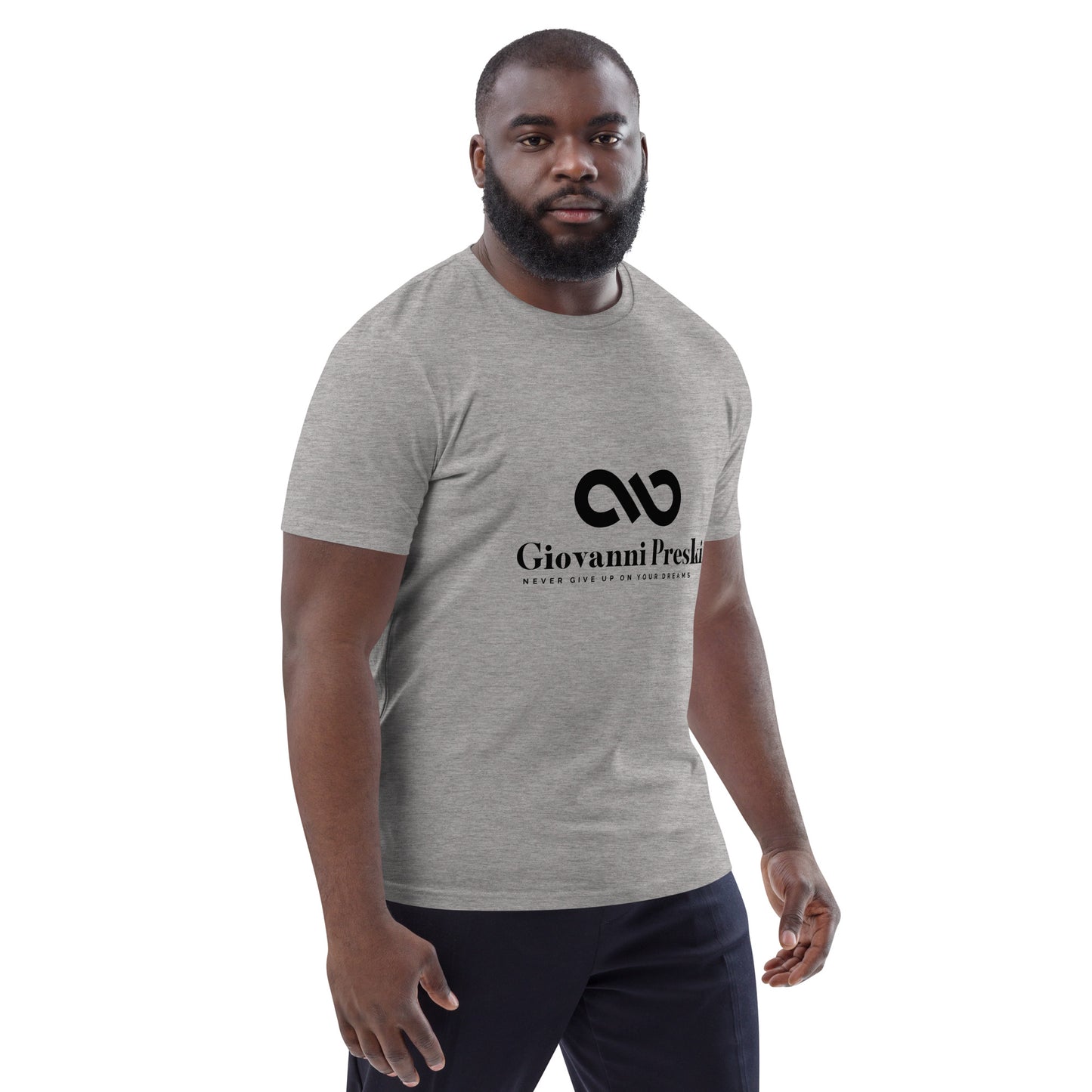 Tee-shirt classique gris logo noir en coton biologique